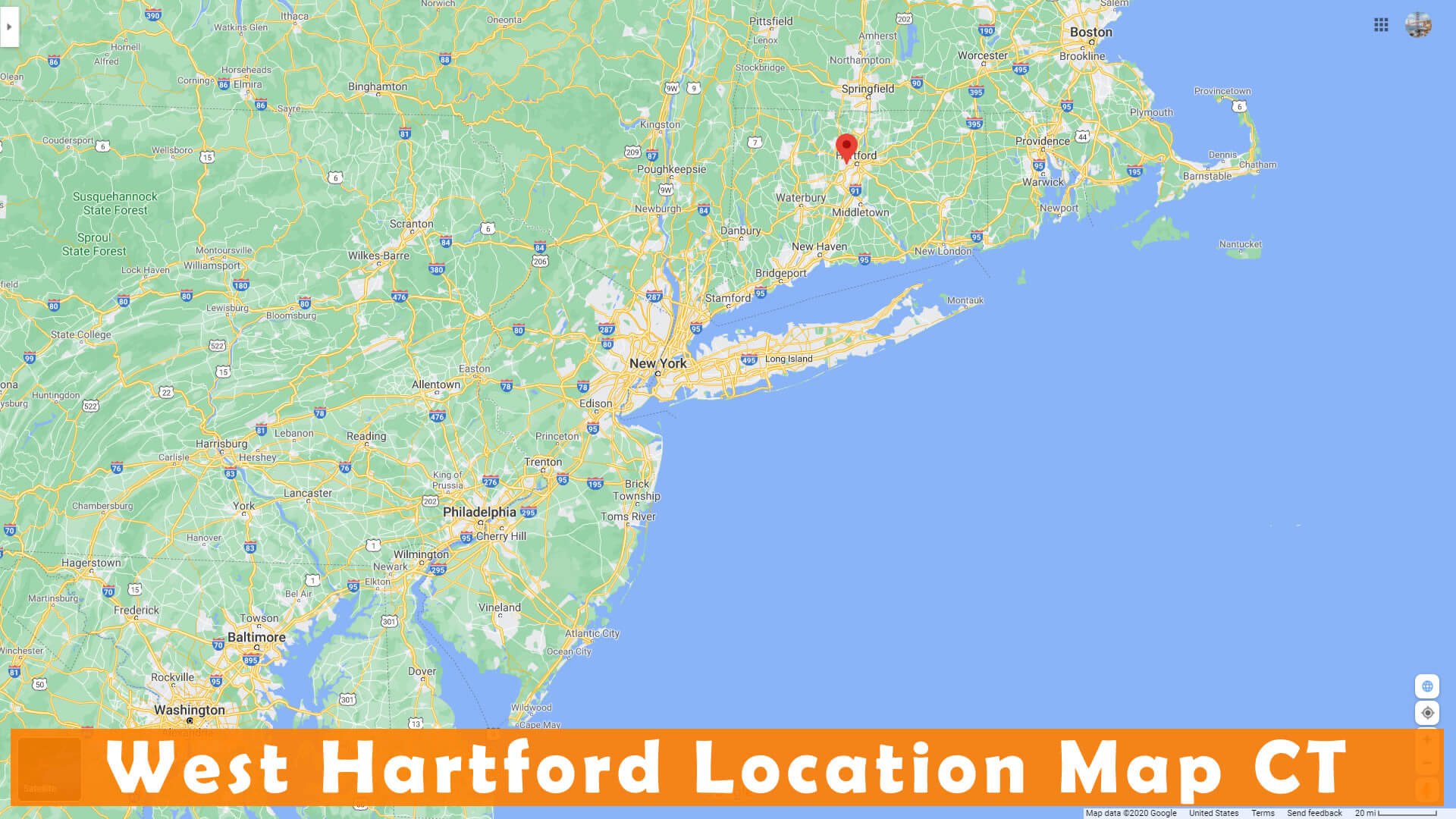 West Hartford Location Map CT